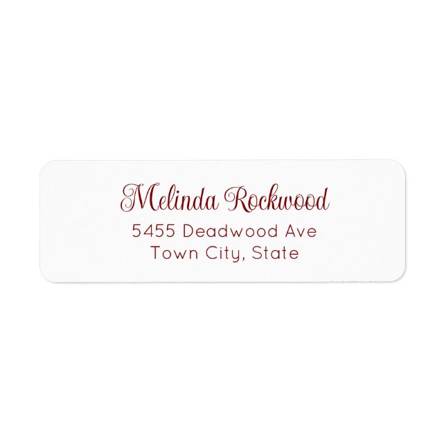 Étiquette Simple et Élégant Adresse de Retour Rouge sur 2 Li (Devant)