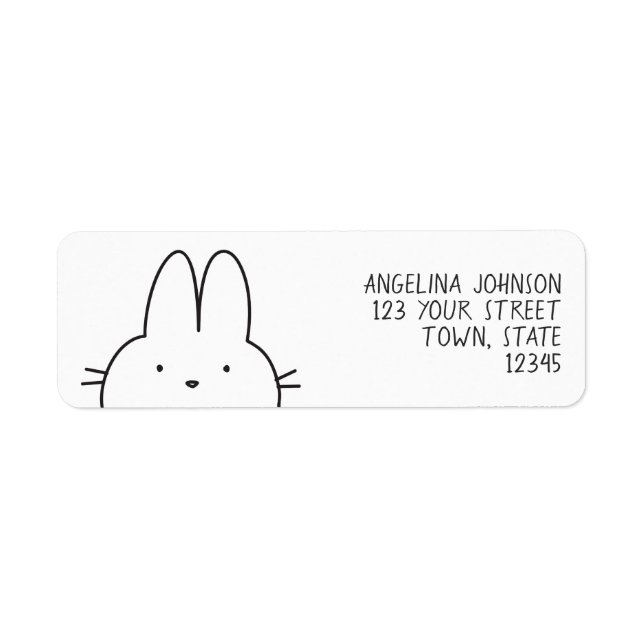 Étiquette Simple et mignon lapin noir et blanc Adresse de re (Devant)