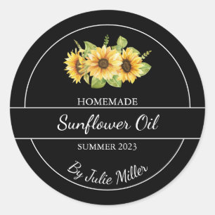 Étiquette simple fait maison à huile de tournesol