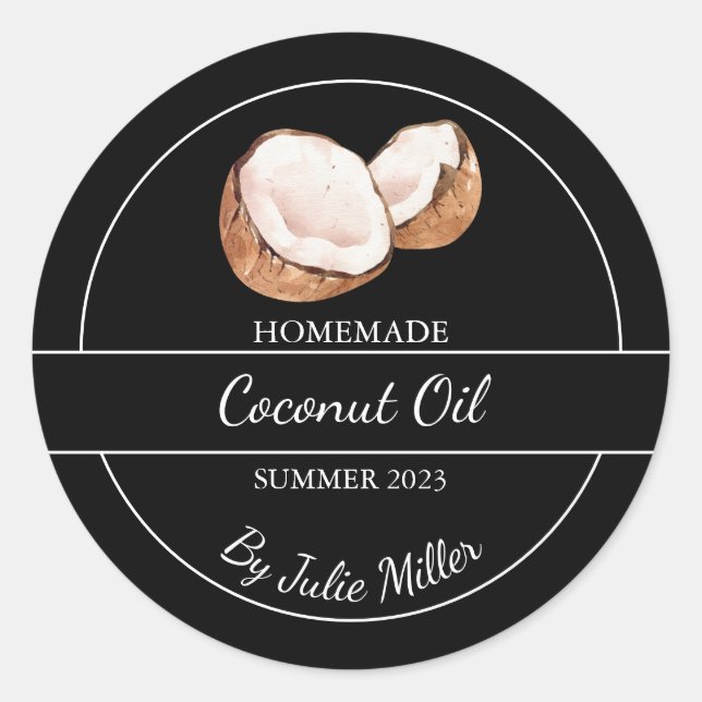 Étiquette simple fait maison à l'huile de coco | N (Devant)