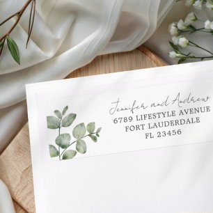 Étiquette Simple Green Eucalyptus Adresse de Retour Mariage