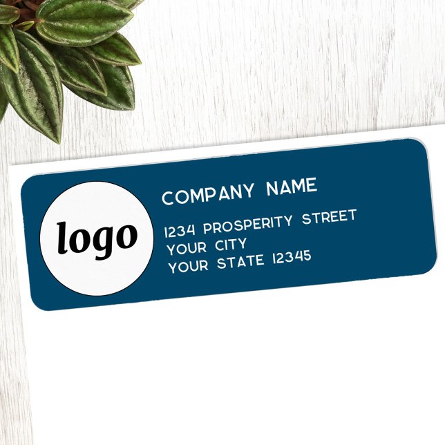 Étiquette Simple Logo Company Adresse de Retour Sarcelle Ver (Simple logo with custom text business branding promotional company return address label)