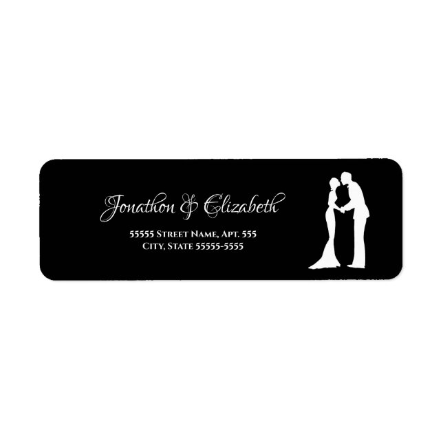 Étiquette Simple Mariage noir et blanc mariée et chambre (Devant)