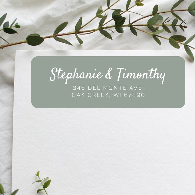 Étiquette Simple Mariage Sage Green Adresse de retour (Effortlessly manage wedding correspondence with our simple return labels, ensuring seamless mailing.)