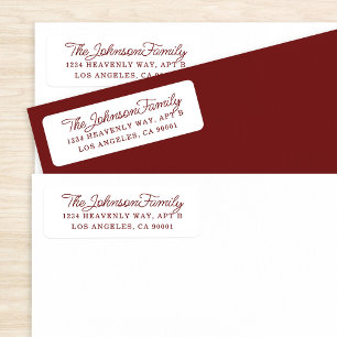 Étiquette Simple Maroon Red Adresse de retour