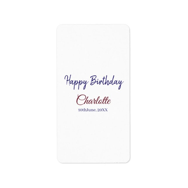 Étiquette SIMPLE MINIMAL.CUTIE AJOUTER NOM BÉBÉ joyeux anniv (Devant)