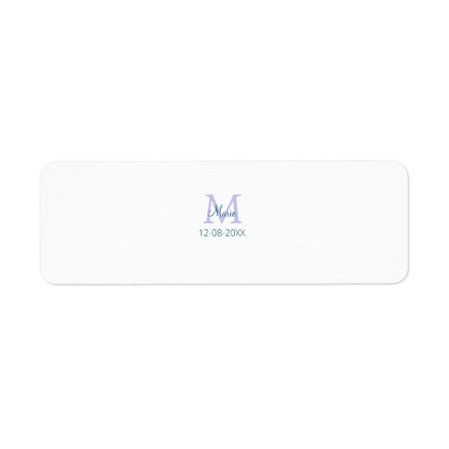 Étiquette simple minimum ajouter nom monogramme violet vert  (Devant)