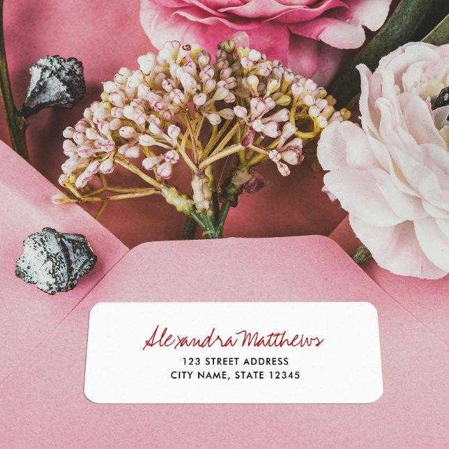 Étiquette Simple minimum Red Script Company Adresse de retou (Créateur téléchargé)