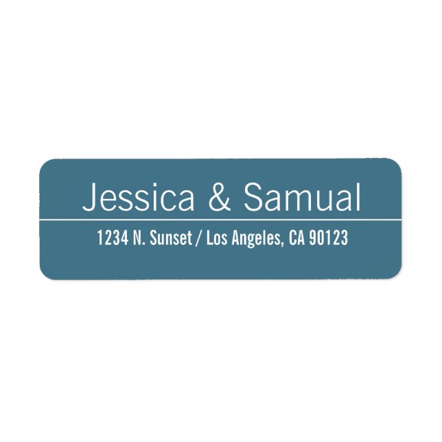 Étiquette Simple Modern Blue & White Mariage Adresse de reto (Devant)
