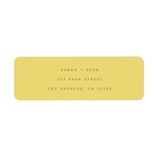 Étiquette Simple Modern Lemon Yellow Wedding Return Address (Devant)