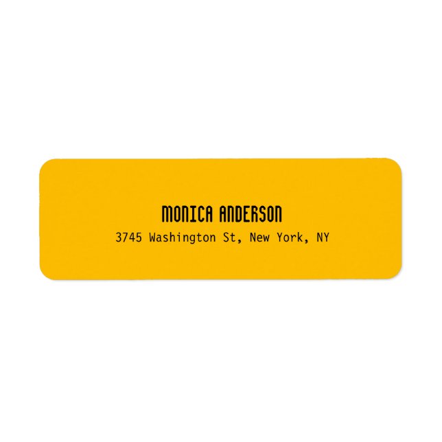 Étiquette Simple Modern Plain Professional Amber Yellow (Devant)
