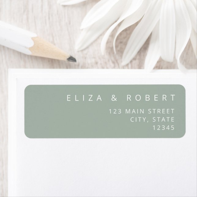 Étiquette Simple Modern Sage Green Mariage Adresse de retour (En situation)