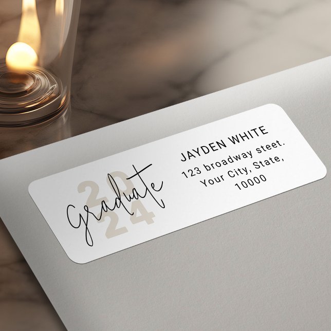 Étiquette Simple Modern Script Graduate Adresse de retour (Simple Modern Script Graduate Return Address Label)
