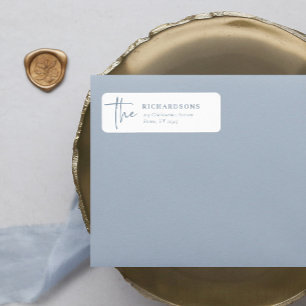 Étiquette Simple moderne et minimaliste Dusty bleu et blanc