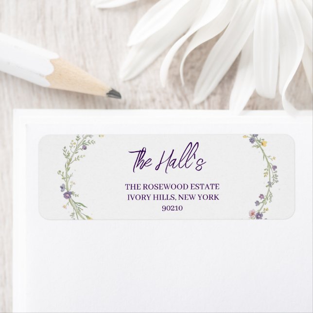 Étiquette Simple Moderne Floral Boho Mariage  (En situation)