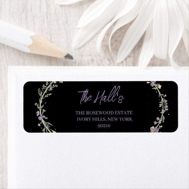 Étiquette Simple Moderne Floral Boho Mariage  (En situation)