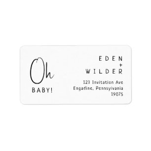 Étiquette Simple moderne Neutral Oh Baby RSVP Adresse de ret