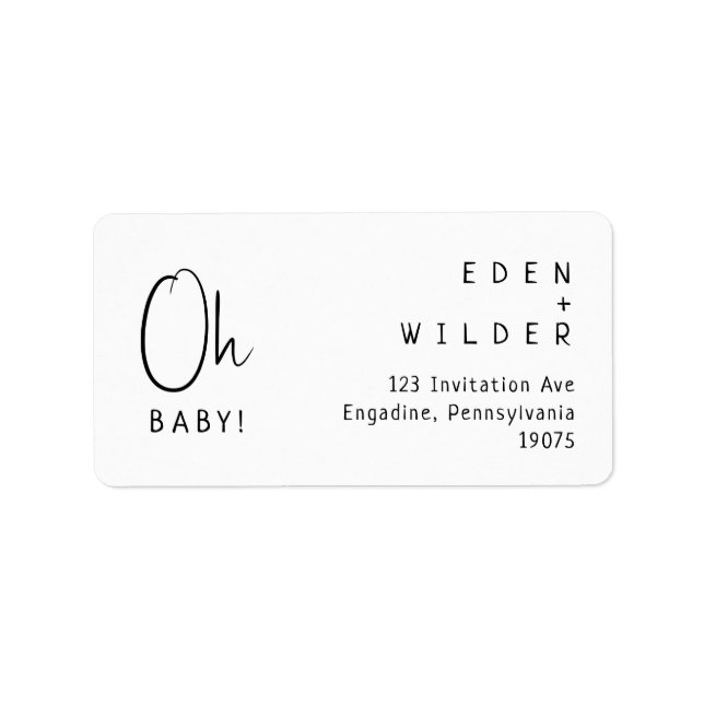 Étiquette Simple moderne Neutral Oh Baby RSVP Adresse de ret (Devant)