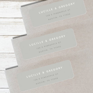 Étiquette Simple Moderne Personnalisé | Gris | Adresse de l'