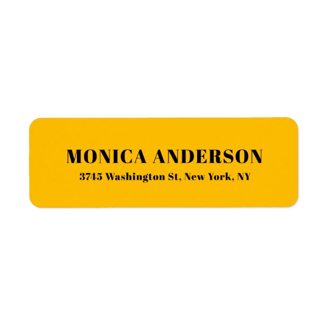 Étiquette Simple Moderne Plain Professionnel Jaune Ambre (Devant)
