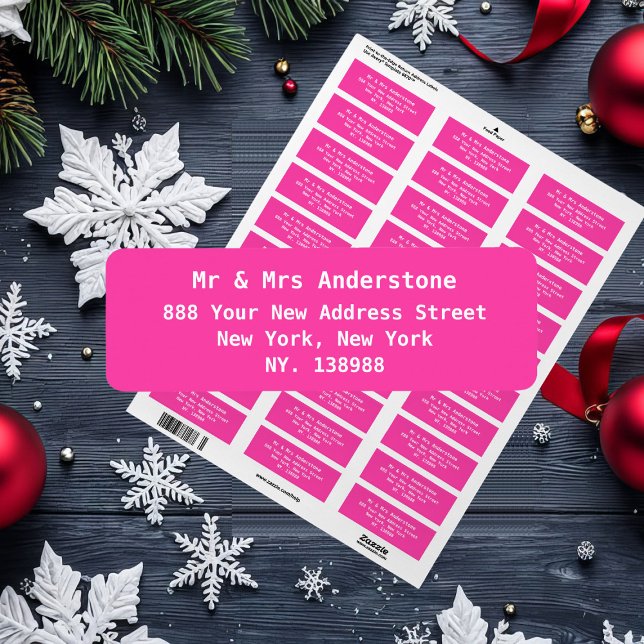 Étiquette Simple Personnalisée Chic Elegant Adresse de retou (Simple, elegant, personalized hot pink return address labels. Stylish and chic.)