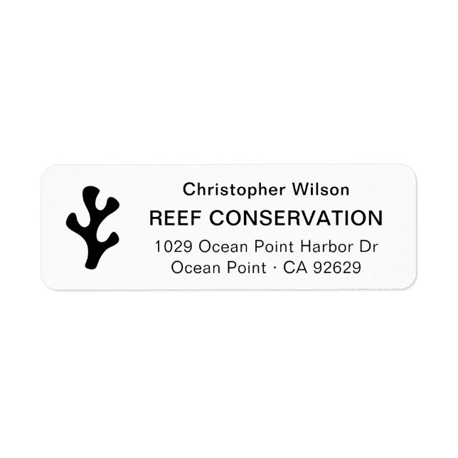 Étiquette Simple Reef Logo Black Business Return Adresse (Devant)