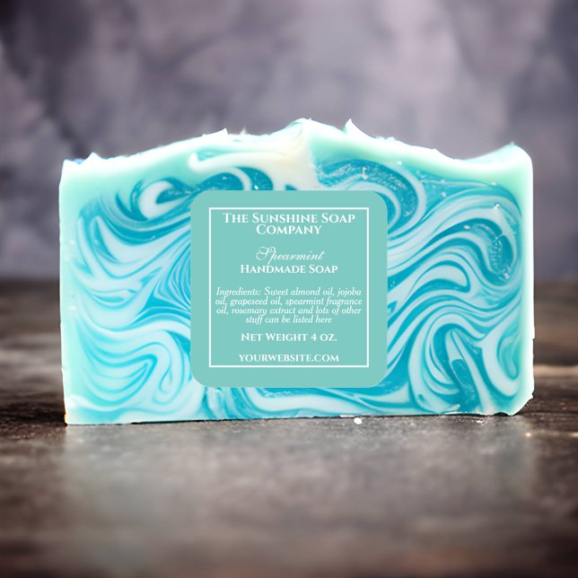 Étiquette simple Turquoise de savon et de cosmétiq (Créateur téléchargé)