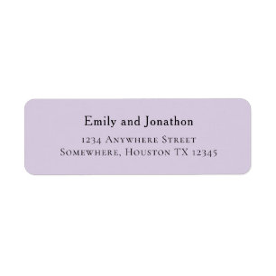 Étiquette Simple Typographie Mariage Lilac Adresse de retour