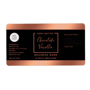 Étiquette Simple typographie noir orange logo cosmétique