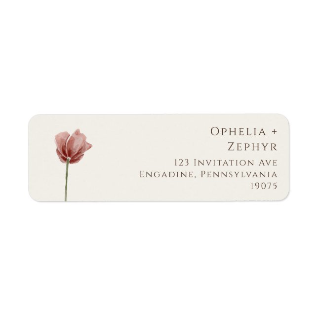 Étiquette Simple Wildflower | Adresse de retour beige (Devant)