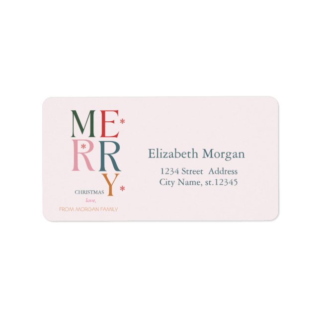 Étiquette Simplement coloré joyeux rose Noël (Devant)