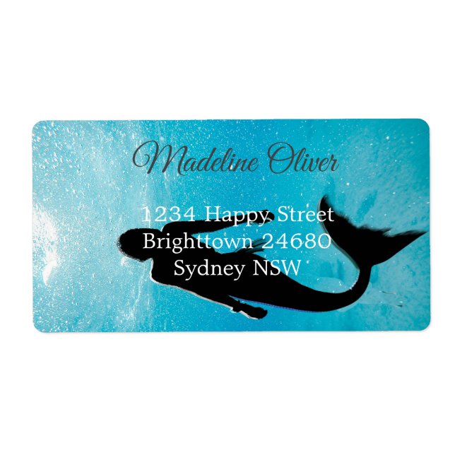 Étiquette Sirène Silhouette Bleu Océan (Devant)