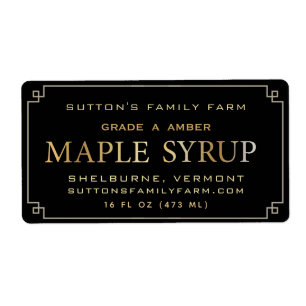 Étiquette sirop d'érable Bordure noire et or