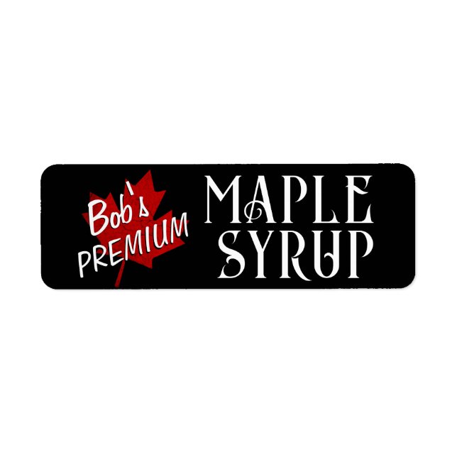 Étiquette Sirop d'érable Feuille d'érable rouge Grunge noir (Devant)