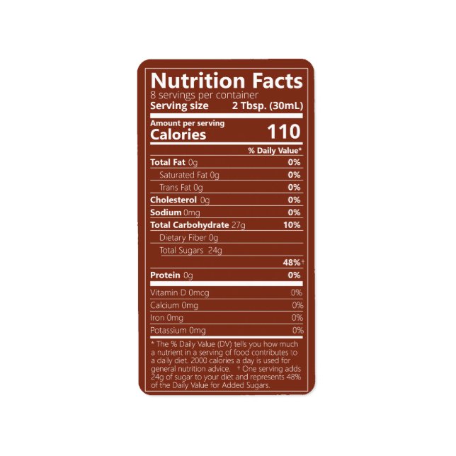 Étiquette Sirop d'érable Valeur nutritive Châtaignes Étiquet (Devant)