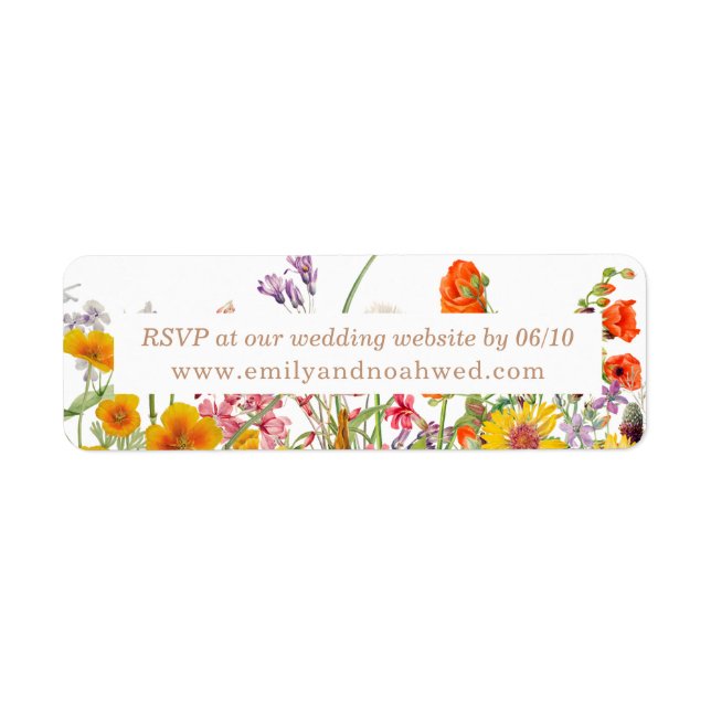 Étiquette Site Web du Mariage campagnard de fleurs sauvages  (Devant)