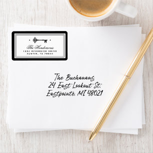 Étiquette Skeleton Key   Black and White New Address