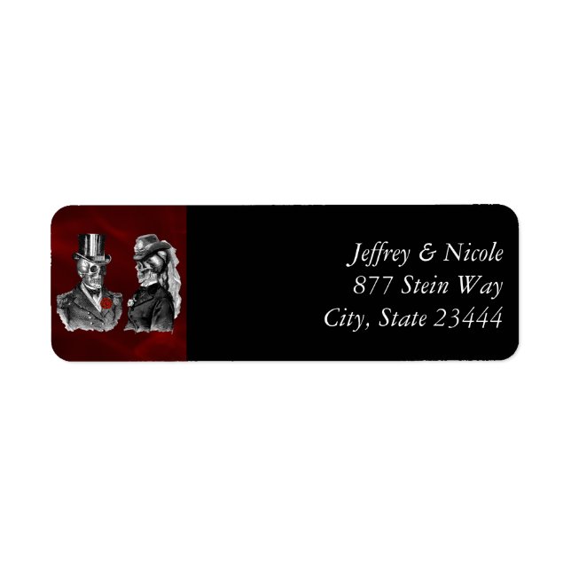 Étiquette Skeleton mariage Skuls "Jusqu'à ce que la mort nou (Devant)