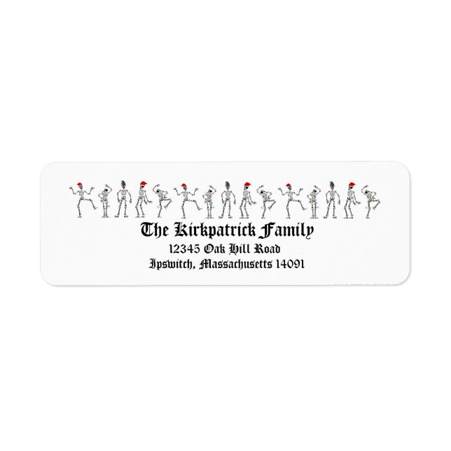 Étiquette Skeletons de Noël dansants (Devant)