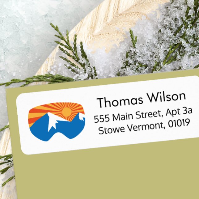 Étiquette Skier Snow Goggings Ski Mountain (Créateur téléchargé)