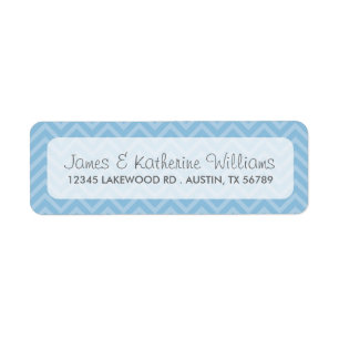 Étiquette Sky Blue Chevron Stripes Mariage moderne