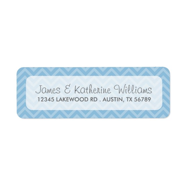Étiquette Sky Blue Chevron Stripes Mariage moderne (Devant)