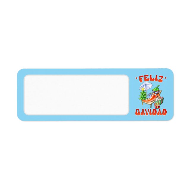 Étiquette Sky Blue Feliz Navidad Chili Blank Adresse (Devant)