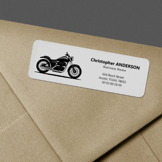 Étiquette Sleek Black Motorcycle Return Address Label
