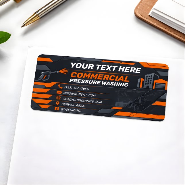 Étiquette Sleek Obsidian Polygon Commercial Cleaning (Créateur téléchargé)