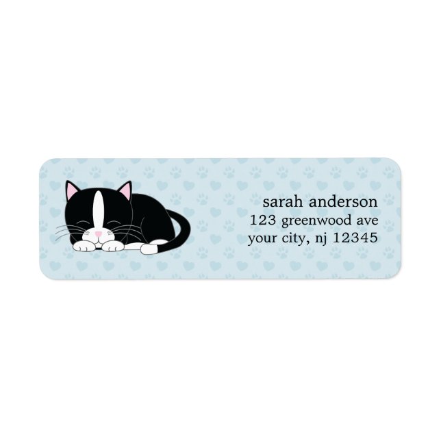 Étiquette Sleepy Kitty {Tuxedo} (Devant)