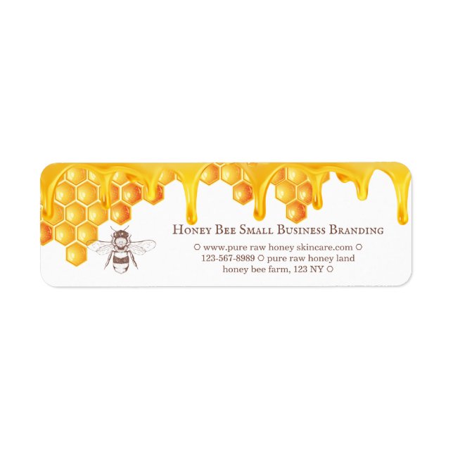 Étiquette Slim Honey Drip Border Engraved Bee Monogram (Devant)