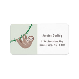 Étiquette Sloth theme baby shower address labels