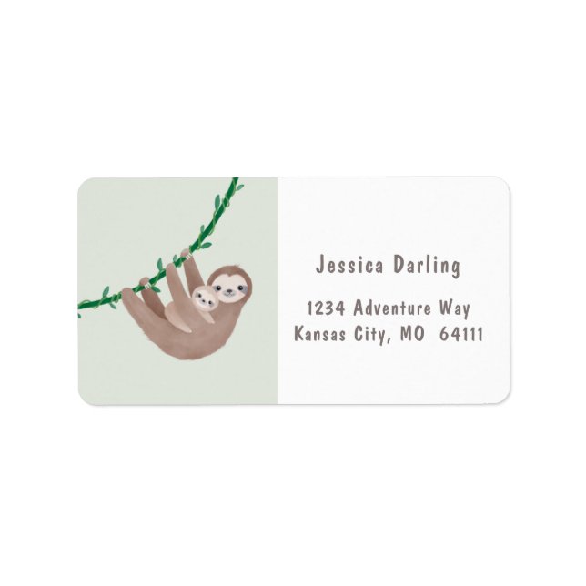 Étiquette Sloth theme baby shower address labels (Devant)