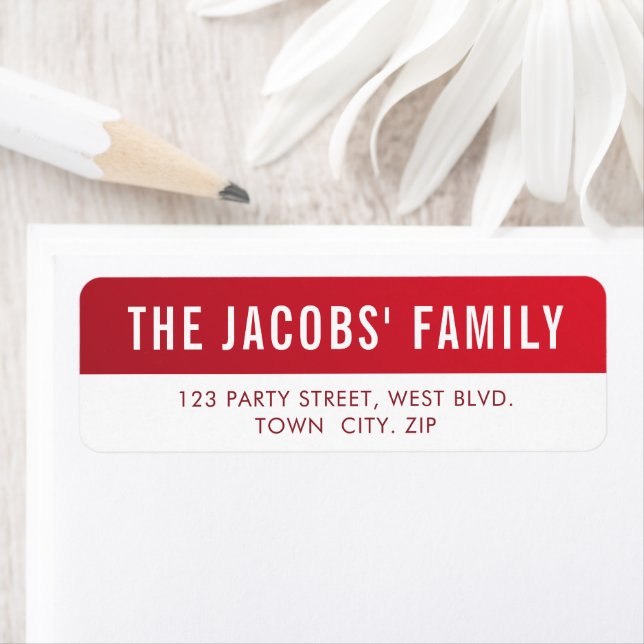 Étiquette SMART élégant moderne ombre rouge dégradé bordeaux (En situation)